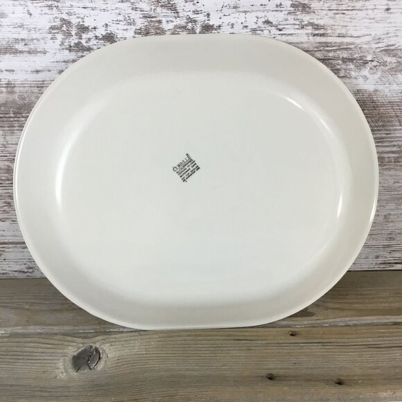 Corelle Summer Blossom 12 1/4" Serving Platter Beige With Green Trim - Picture 7 of 7